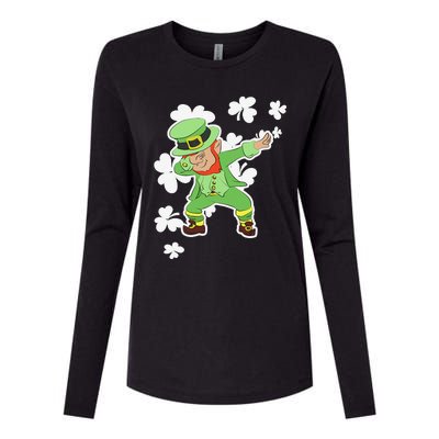 Saint Patrick's Day Dabbing Leprechaun Funny Green Womens Cotton Relaxed Long Sleeve T-Shirt