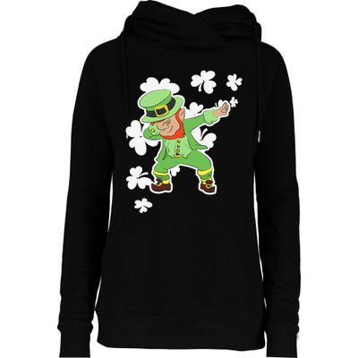 Saint Patrick's Day Dabbing Leprechaun Funny Green Womens Funnel Neck Pullover Hood