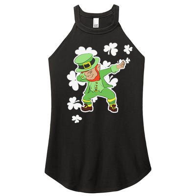 Saint Patrick's Day Dabbing Leprechaun Funny Green Women’s Perfect Tri Rocker Tank