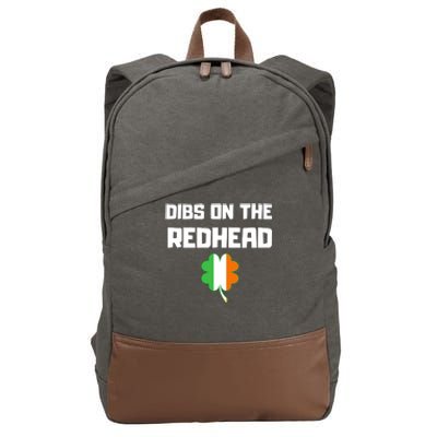 St Patricks Day Dibs On The Redhead Funny Cotton Canvas Backpack