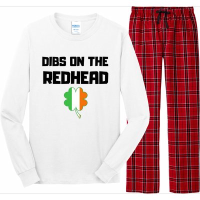 St Patricks Day Dibs On The Redhead Funny Long Sleeve Pajama Set