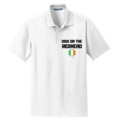 St Patricks Day Dibs On The Redhead Funny Dry Zone Grid Polo