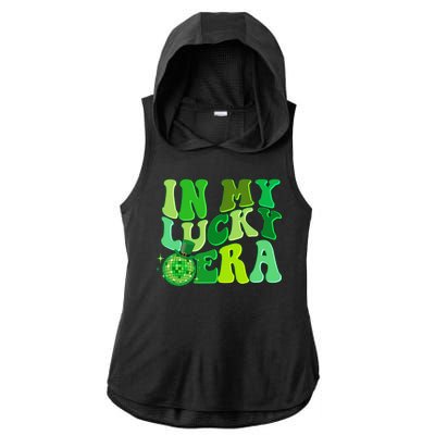 St Patricks Day In My Lucky Era Disco Ball Ladies PosiCharge Tri-Blend Wicking Draft Hoodie Tank