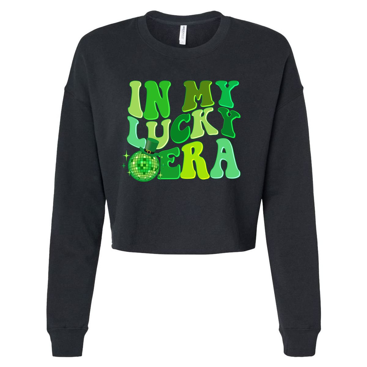 St Patricks Day In My Lucky Era Disco Ball Cropped Pullover Crew
