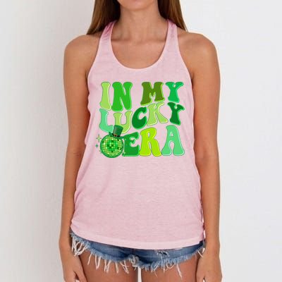 St Patricks Day In My Lucky Era Disco Ball Women's Knotted Racerback Tank