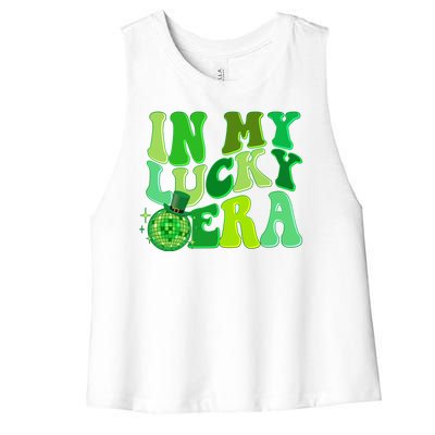 St Patricks Day In My Lucky Era Disco Ball Women's Racerback Cropped Tank