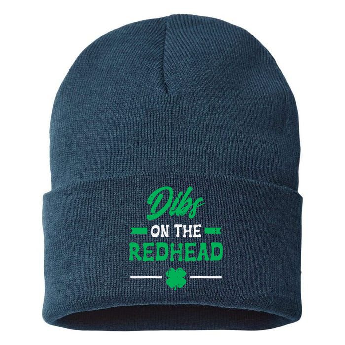 St Patricks Day Dibs Redhead Saint Pattys Paddys Sustainable Knit Beanie