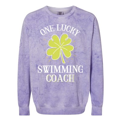 St Patricks Day Great Gift Lucky Swimming Coach Gift Colorblast Crewneck Sweatshirt