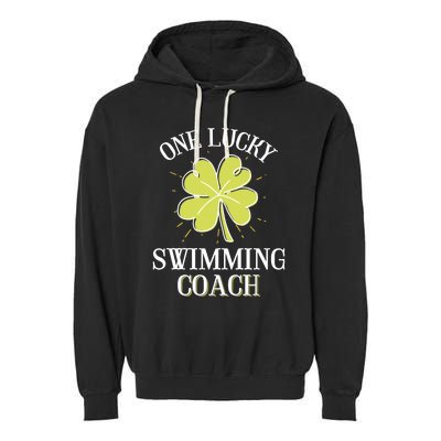 St Patricks Day Great Gift Lucky Swimming Coach Gift Garment-Dyed Fleece Hoodie