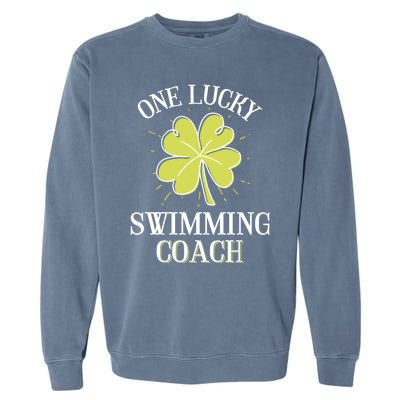 St Patricks Day Great Gift Lucky Swimming Coach Gift Garment-Dyed Sweatshirt