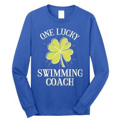 St Patricks Day Great Gift Lucky Swimming Coach Gift Long Sleeve Shirt