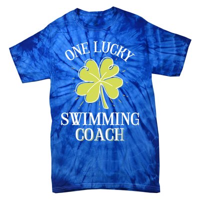 St Patricks Day Great Gift Lucky Swimming Coach Gift Tie-Dye T-Shirt