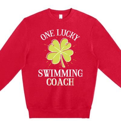 St Patricks Day Great Gift Lucky Swimming Coach Gift Premium Crewneck Sweatshirt