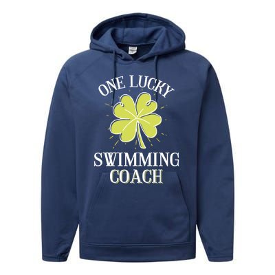 St Patricks Day Great Gift Lucky Swimming Coach Gift Performance Fleece Hoodie