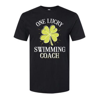 St Patricks Day Great Gift Lucky Swimming Coach Gift Softstyle CVC T-Shirt