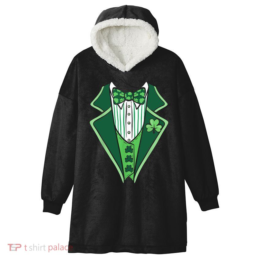St PatrickS Day Irish Tuxedo Hooded Wearable Blanket