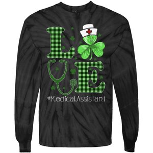 St Patricks Day Nurse And Medical Assistant Tie-Dye Long Sleeve Shirt