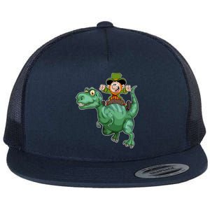 St Patricks Day Leprechaun T Rex Lucky Irish Green Dinosaur Gift Flat Bill Trucker Hat