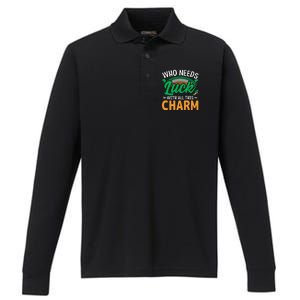 St Patricks Day Funny Gift Performance Long Sleeve Polo