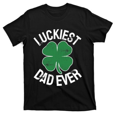 St Patrick's Day Shamrock Luckiest Dad Irish Saint Paddy's T-Shirt