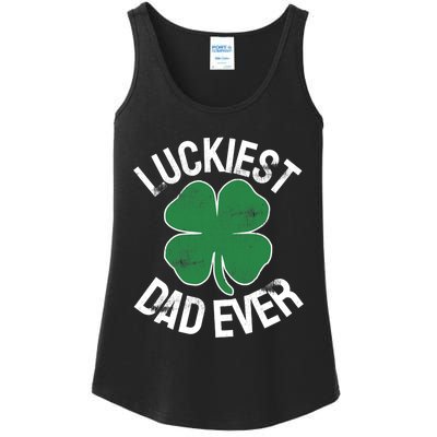 St Patrick's Day Shamrock Luckiest Dad Irish Saint Paddy's Ladies Essential Tank