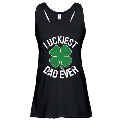 St Patrick's Day Shamrock Luckiest Dad Irish Saint Paddy's Ladies Essential Flowy Tank