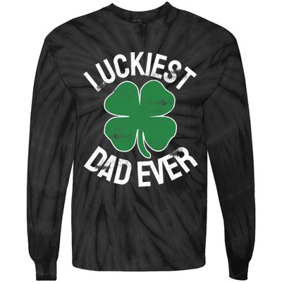 St Patrick's Day Shamrock Luckiest Dad Irish Saint Paddy's Tie-Dye Long Sleeve Shirt