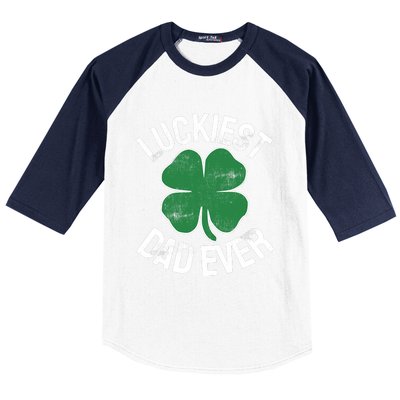 St Patrick's Day Shamrock Luckiest Dad Irish Saint Paddy's Baseball Sleeve Shirt