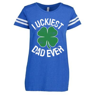 St Patrick's Day Shamrock Luckiest Dad Irish Saint Paddy's Enza Ladies Jersey Football T-Shirt