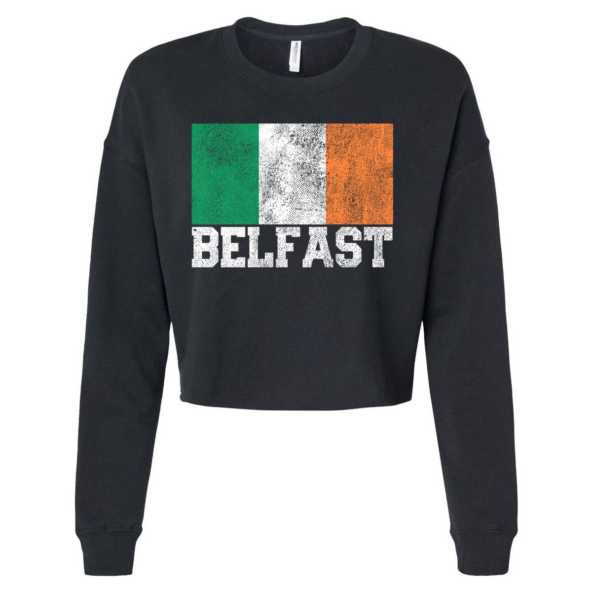 St Patrick's Day Irish Flag Belfast Ireland Saint Paddy's Funny Gift Cropped Pullover Crew
