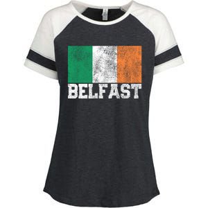 St Patrick's Day Irish Flag Belfast Ireland Saint Paddy's Funny Gift Enza Ladies Jersey Colorblock Tee