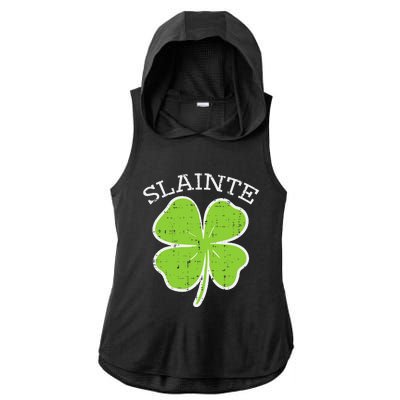 St Patricks Day Slainte Shamrock Saint Irish Ladies PosiCharge Tri-Blend Wicking Draft Hoodie Tank