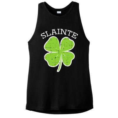 St Patricks Day Slainte Shamrock Saint Irish Ladies PosiCharge Tri-Blend Wicking Tank