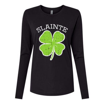 St Patricks Day Slainte Shamrock Saint Irish Womens Cotton Relaxed Long Sleeve T-Shirt