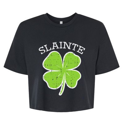 St Patricks Day Slainte Shamrock Saint Irish Bella+Canvas Jersey Crop Tee