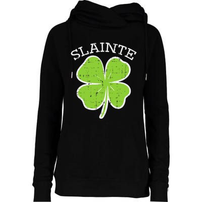 St Patricks Day Slainte Shamrock Saint Irish Womens Funnel Neck Pullover Hood