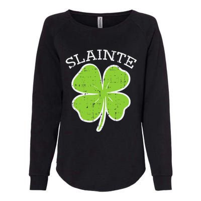 St Patricks Day Slainte Shamrock Saint Irish Womens California Wash Sweatshirt