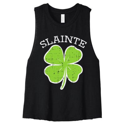 St Patricks Day Slainte Shamrock Saint Irish Women's Racerback Cropped Tank