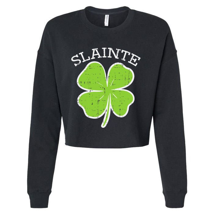 St Patricks Day Slainte Shamrock Saint Irish Cropped Pullover Crew