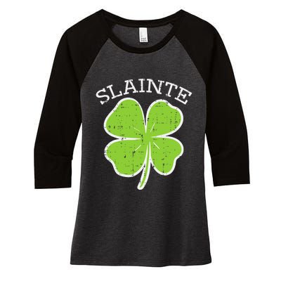 St Patricks Day Slainte Shamrock Saint Irish Women's Tri-Blend 3/4-Sleeve Raglan Shirt