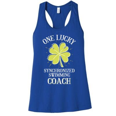 St Patricks Day Cute Gift Lucky Synchronized Swimming Coach Gift Women's Racerback Tank