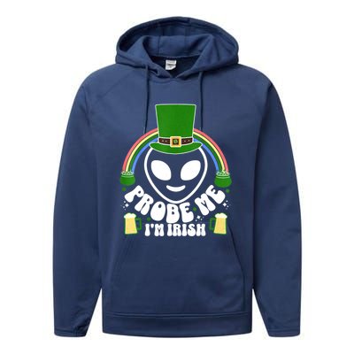 St Paddys Day I'm Irish Funny St Patricks Day Alien Performance Fleece Hoodie