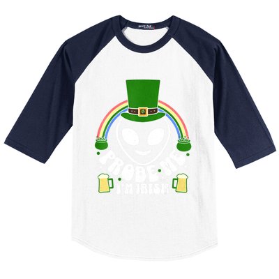 St Paddys Day I'm Irish Funny St Patricks Day Alien Baseball Sleeve Shirt