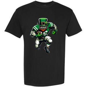 St Patrick's Day Leprechaun Football Player Irish Garment-Dyed Heavyweight T-Shirt