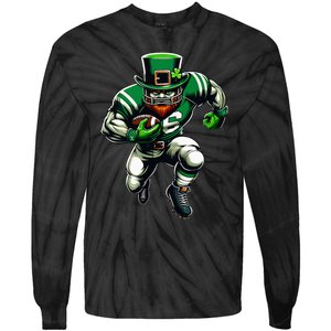 St Patrick's Day Leprechaun Football Player Irish Tie-Dye Long Sleeve Shirt