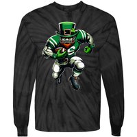 St Patrick's Day Leprechaun Football Player Irish Tie-Dye Long Sleeve Shirt