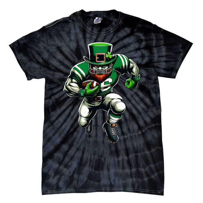 St Patrick's Day Leprechaun Football Player Irish Tie-Dye T-Shirt