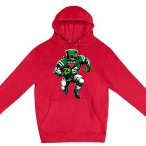 St Patrick's Day Leprechaun Football Player Irish Premium Pullover Hoodie