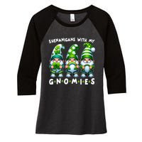 St Patricks Day Shenanigans With My Gnomies Women's Tri-Blend 3/4-Sleeve Raglan Shirt