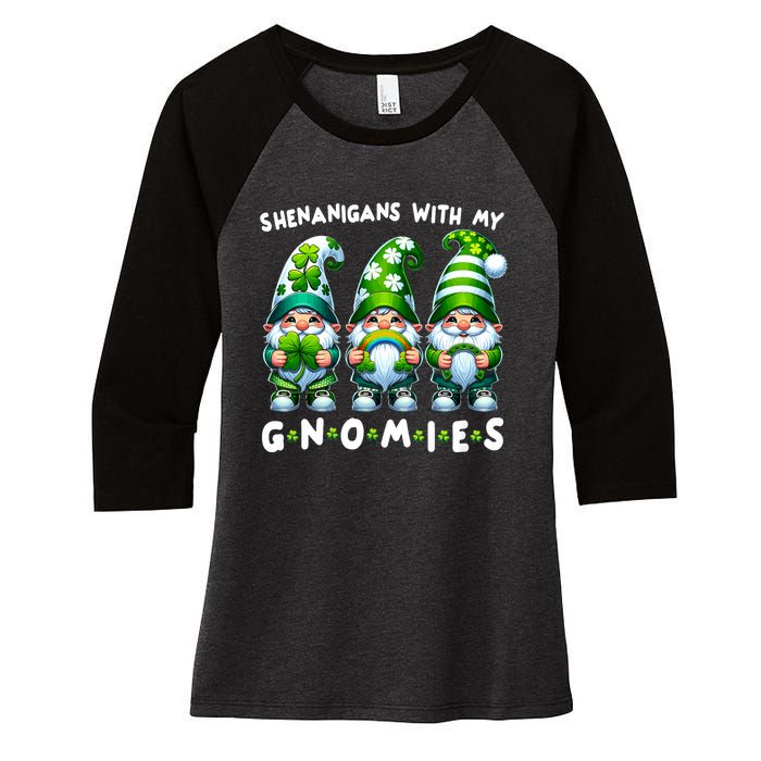 St Patricks Day Shenanigans With My Gnomies Women's Tri-Blend 3/4-Sleeve Raglan Shirt